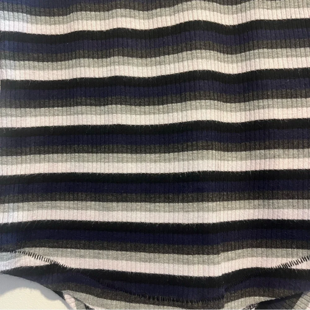FREE PEOPLE Good on You Grey Multi Striped Three Quarter Sleeve Tee